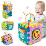 Toyshine 6 in 1 Educational Shape Sorter Baby Activity Cube Montessori Toy Gift for Babies 6-18 Months, Multicolor