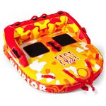 MewVeer Inflatable Towable Tube for Boating and Watersports - 1-2 Riders Towable Deck Tube with Full Nylon Cover -Inflatable Towable Boat (Orange)