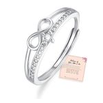 EXGOX Infinity Rings for Women 925 Sterling Silver Rings Adjustable Silver Rings for Women Eternity Cubic Zirconia Thumb Rings Engagement Promise Wedding Open Rings for Women Jewellery Gifts