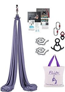 F.Life 11 Yards Aerial Silks Equipment- Medium Stretch Aerial Silk Hardware kit for Acrobatic Dance,Air Yoga, Aerial Yoga Hammock 10 Meters Long (Dark Gray)
