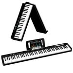 TERENCE Piano Keyboard with 88 Keys Foldable Digital Piano with 1750mAh Battery Semi Weighted Keyboard with Display Function Keys Support MIDI Interface Bluetooth Sheet Music Stand Sticker Bag