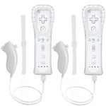 Tevodo Wii Remote Controller, 2 Packs Upgrade Wii Wireless Controller Compatible with Wii Wii U Console(White and White)