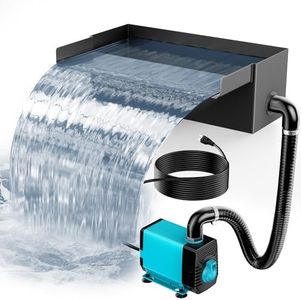 POPOSOAP Pond Waterfall Box with Pump Kit, 304 Stainless Steel Pond Waterfall Spillway with 40W 660GPH Pump for Ponds, Pond Spillway with 9.8FT Corrugated Tubing for Garden Waterfall (12.2")