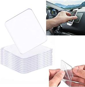 Ywhomal Traceless Super Sticky Gel Pads Anti-Slip Double Sided Gripping Pads for Auto Car Home Cell Phone Glass Photo Holder with Easy Remove Washable Reusable Design Pack of 10 (Transparent)