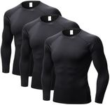 LANBAOSI Men's Compression Shirt Long Sleeve Quick Drying Gym Running Functional Shirt Men's Long Sleeve Fitness Shirt Training Shirt for Running Workout, 3pack Black, M