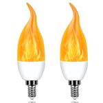 Kestnsee E12 LED Flickering Candelabra Flame Effect Light Bulbs - Upgrade Flicker Candelabra Torch Fire Effect Lights Bulbs for Outdoor Halloween Xmas Holiday Decorations Indoor Lamp (2 Pack)