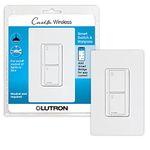 Lutron Caseta Smart Home Switch with Wallplate, Works with Alexa, Apple HomeKit, and Google Assistant | 5-Amp, for Ceiling and Exhaust Fans, LED Bulbs, Incandescent and Halogen | PDW-5ANS-WH-A | White