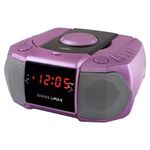 HANNLOMAX HX-334CD CD Player with PLL AM/FM Radio, Digital Clock with Dual Alarm, Red LED Display, Aux-in, AC Operation only. (Purple)