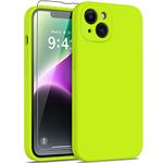 DEENAKIN iPhone 14 Plus Case with Screen Protector,Enhanced Camera Cover,Passing 16ft Drop Tested Soft Silicone Gel Rubber,Slim Fit Protective Phone Case for iPhone 14 Plus 6.7" Fluorescent Yellow