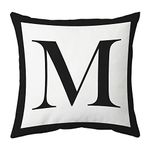 26 Letter & Sign Throw Pillow Covers Decorative Pillowcase Black/White Soft Solid Cushion Covers for Sofa, Couch 18 x 18 inch by JV Home