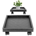 JOIKIT 2 Pack 11.8 Inch Square Plant Caddy with Wheels, Heavy Duty Rolling Plant Stand, Wheeled Planter Saucer Tray, Square Pot Trolley for Indoor Outdoor