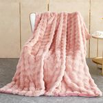 Soft Warm Faux Rabbit Fur Blanket Fluffy Blanket Thick 1000 G/M² Faux Fur Blanket Faux Fur Throw Blanket Bubble Blanket Cozy Blanket for Bed Sofa Bedroom Office (Pink, 51" x 63")