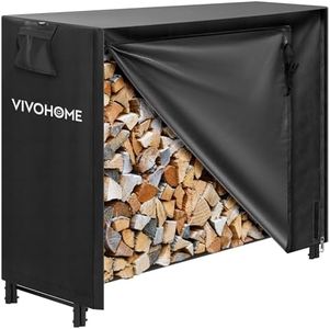 VIVOHOME 4ft Heavy Duty Indoor Outdoor Firewood Storage Log Rack and Cover Combo Set with Zipper