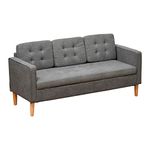 HOMCOM Modern 3-Seater Sofa Button-Tufted Fabric Couch with Storage Chest Rubberwood Legs for Living Room, Grey