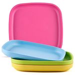 GET FRESH PLA Kids Plates Set – 4-Pack Melamine-Free Dinner Plates for Kids and Toddlers – Microwave Safe Stackable BPA-Free Childrens Dinnerware Plates – Reusable Kids Dishes for Daily Use