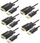 Ureegle DisplayPort to VGA Cable 6FT 5 Pack, DP to VGA Adapter Cable, Full-HD Display Port to VGA Port Monitor Cord Male to Male for Desktop, Laptop, PC to Monitor, Projector, TV etc