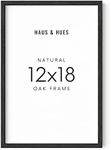 HAUS AND HUES 12 x 18 Picture Frame - 12x18 Picture Frames for Wall Black Frames, 12x18 Frame Black Poster Frame Wooden Frame for Pictures, Poster Frames 12x18 Wooden Picture Frames (Black Oak Frame)