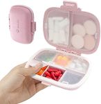 Miss Rui Travel Pill Organizer 8 Compartments Compact Pill Case Carrier Portable Small Pill Container for Pocket Purse Daily Vitamins Medicine Supplement Pink