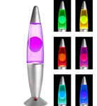 Updated 16Inch Non-Buble Lava Lamps, LED 7 Color Changing Liquid Motion Lamp, Safe DC Powered Lava Lamp, Night Lights for Kids Adults, Home Decor, Magma Relaxing Lamp for Gift(Purple/Pink)