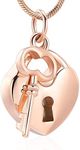 mingkejw Cremation Jewelry for Ashes Stainless Steel Key with My Heart Urn Pendant Memorial Ash Holder Keepsake Necklace(Rose Gold)