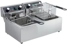 GarveeHome Commercial Deep Fryer - Dual Tanks, 2 Frying Baskets, 21QT/ 20L Capacity, 3600W, 110V, w/Timer and Overheat Protection, 2 x 10L Countertop Fryers for Restaurant