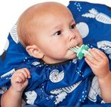 grabease Allover Waterproof Bib for Self-Feeding Infants and Toddlers, Machine Washable, Ages 6-24 Months, Navy