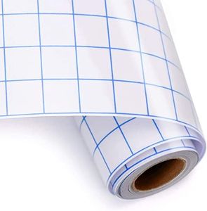 Transfer Tape for Vinyl HTVRONT - 12" x 12 Feet (30.5 * 366cm) w/Blue Alignment Grid Medium Tack Vinyl Transfer Tape Roll for Decals,Signs, Windows,Mug
