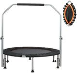 Panana Foldable Mini Trampoline 40'' Fitness Trampoline Rebounder，Exercise Trampoline with Adjustable Foam Handle, 330lbs Capacity, Trampoline for Adults Indoor/Garden Workout