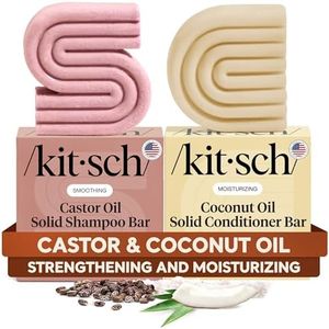 Kitsch Castor Oil Shampoo Bar & Coconut Oil Deep-Moisturizing Conditioner Bar - Hydrating for Dull & Dry Hair, Strengthen & Restore Damage Hair, 2pc Set