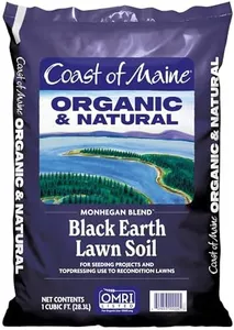 Coast of Maine Monhegan Blend (1 cu ft) Organic and Natural Black Earth Lawn Soil for Seeding Projects - Topdressing and Reconditioning Lawns