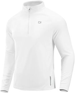 G Gradual Men's Running Shirts Long Sleeve Athletic Shirt Lightweight Quick Dry Quarter Zip Pullover for Men Workout Gym Golf(White,S)