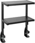 VIVO Clamp-on 33cm Above or Below Desk 2-Tier Shelving Unit for Table Accessories, Gaming Devices, and More, Storage Tray, Desktop Organizer, Black, STAND-SHELF2C