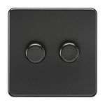 Knightsbridge SF2182MBB Screwless 2G 2-Way 10-200W (5-150W LED) Trailing Edge dimmer, 230 V, Matt Black