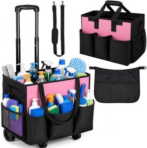 Cleaning Caddy with Wheels and Cleaning Apron, Built-in Hard Support Board