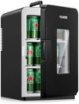 FOHERE Mini Fridge 21 Litre, Mini Fridge for Bedrooms, Portable Cooler & Warmer AC+12V DC Power, Small Refrigerator for Drinks, Home, Car, Travel, Cosmetics/Makeup/Skincare, Max & ECO Mode, Black