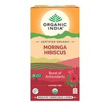 ORGANIC INDIA Moringa Hibiscus 25 Tea Bags,2 Grams (Pack Of 4)