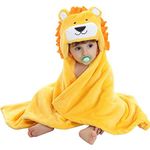 Baby Hooded Bath Towels Animal Bathrobe Fleece Towel Blanket (Lion)
