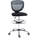 Vinsetto Drafting Chair, Swivel Office Draughtsman Chair, Mesh Standing Desk Chair with Lumbar Support, Adjustable Foot Ring, Armless, Grey