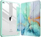 SwooK Hybrid Case for 7.9" inch iPad Mini 5 / Mini 4 iPad Mini A2133 A2124 A2126 A2125 A1538 A1550 iPad Mini Case with Shockproof Clear Back Shell Flip Cover Case (Emerald Marble)