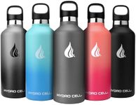 HYDRO CELL Stainless Steel Water Bottle with Straw & 2 Standard Mouth Lids (32oz 24oz 20oz 16oz) Keeps Liquids Hot or Cold w/Double Wall Vacuum Insulated Leak Proof Sport Design (Graphite 32oz)