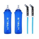 WRELS TPU Soft Flask 150ml/250ml/500ml Water Bottle,BPA Free Collapsible Hydration Flask for Running Hiking Cycling Climbing and Marathon (500ml/16.9oz with straw-2 Pack)