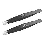 Professional Stainless Steel Slant Tip Tweezer for Men & Women - The Best Precision Eyebrow Tweezers Pluckers for Shaping Eyebrows & Hair Removal -Slanted Twizzers/Plucker- Brow Plucking