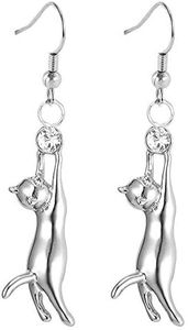 U7 Cute Cat Ear Pendant Platinum Plated Drop Earrings With Rhinestone