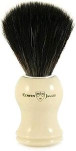 Edwin Jagger Pennello da Barba Medio, Setole Sintetiche Nere, Manico in Plastica Avorio