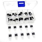 JZK 50pcs Positive Voltage Regulators, 10 Values LM317T L7805 L7806 L7808 L7809 L7810 L7812 L7815 L7818 L7824, TO-220 Adjustable triode transistors Power Supply Assortment kit