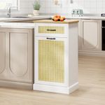 GarveeHome Tilt Out Trash Cabinet, Hidden Trash Storage Cabinet 10 Gallon, Freestanding Trash Bin Cabinet for Kitchen Dining Room - Rattan