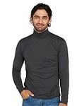 LAPASA Men's Lightweight Turtleneck Thermal Underwear Top Long Sleeves Base Layer T-Shirt for Men M122, Dark Heather Gray, S