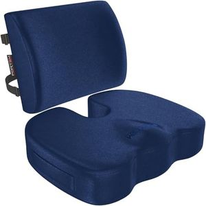 FORTEM Chair Cushion, Seat Cushion for Office, Lumbar Support for Chair, Back Support Memory Foam Pillow Washable Cover, XL (Blue, Velour)