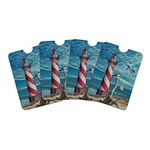 Lighthouse Seashore Ocean Beach Seagulls Sailboat Credit Card RFID Blocker Holder Protector Wallet Purse Sleeves Set of 4