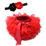 Kids Baby Girls Princess Tutu Skirts Outfit Bloomers with Lace Headband Set for Party Photography Red L 1-2 Years